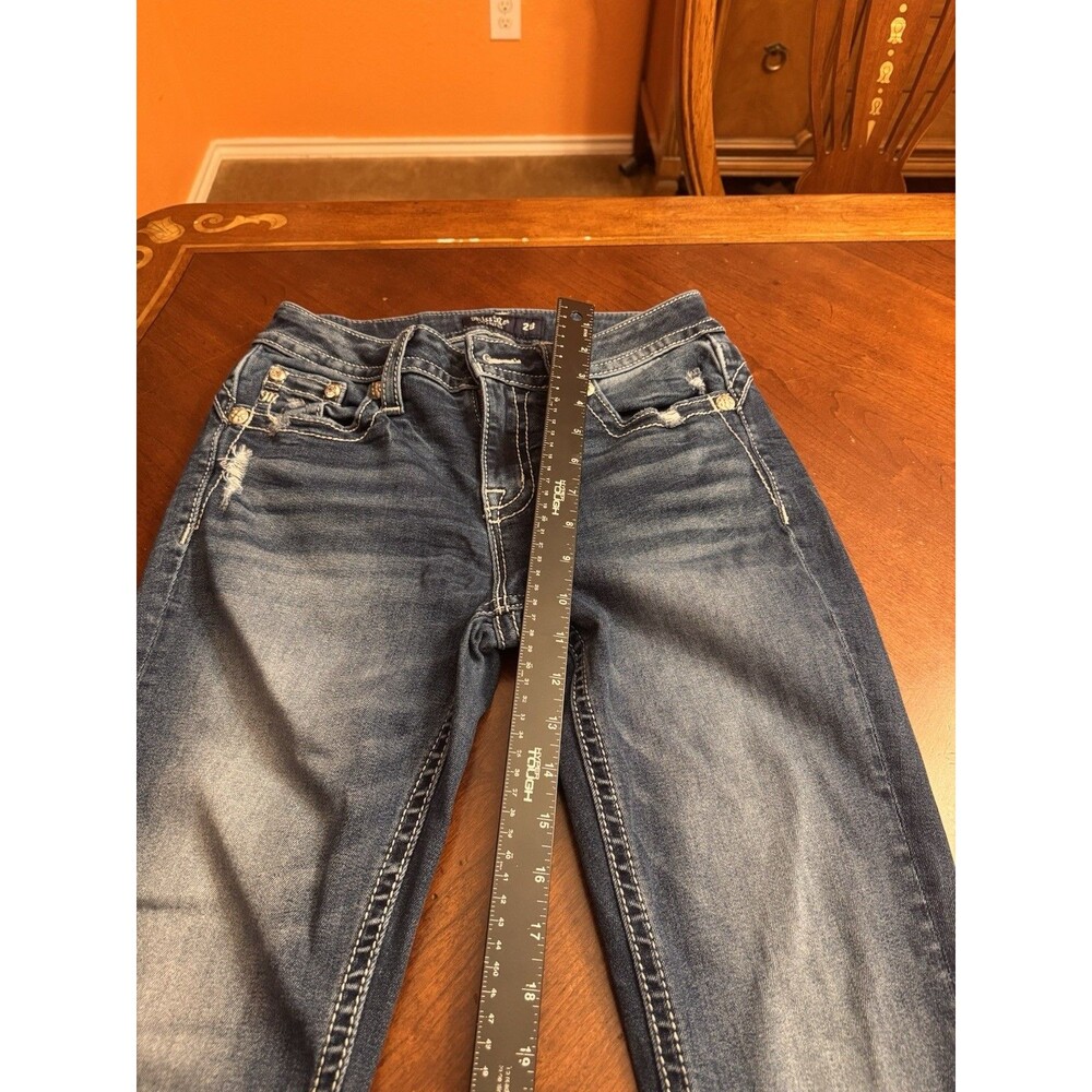 Miss Me Jeans, Slim Boot Women's Size 28 Blue, Denim, Gems Back Pocket, Flared